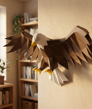 3D Eagle Wall Art Papercraft, Polygonal Bird Figure for Assembly – DIY Geometric Sculpture, Unique Home Decor for Creative Workspace - Mi tienda