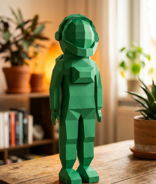 3D polygonal paper astronaut figure for assembly 51 x 18 x 14 – decorative papercraft DIY kit, modern geometric sculpture for table or shelf - Mi tienda
