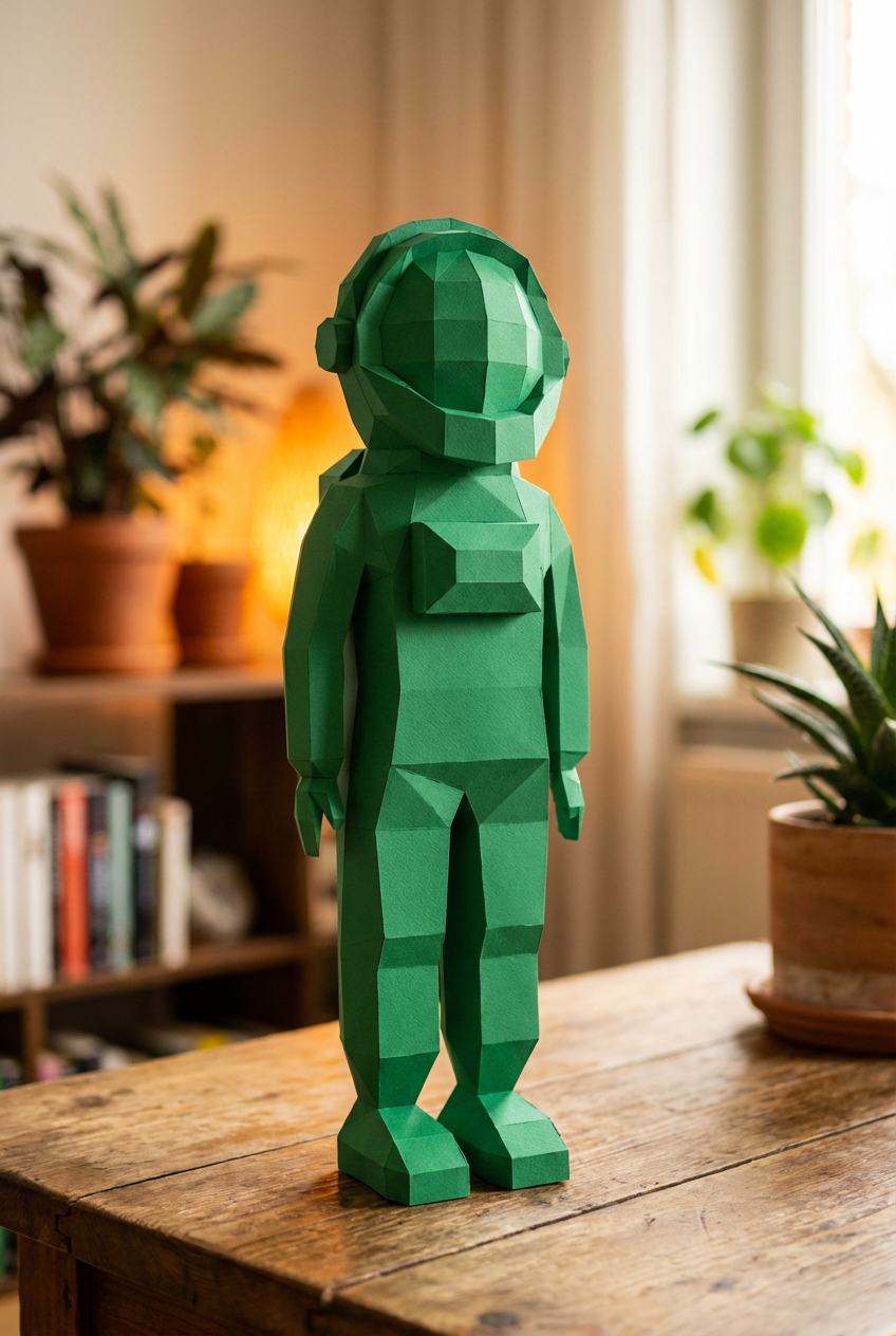 3D polygonal paper astronaut figure for assembly 51 x 18 x 14 – decorative papercraft DIY kit, modern geometric sculpture for table or shelf - Mi tienda