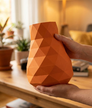 Jarrón de papel decorativo 3D 21 x 16 x 17 – recipiente poligonal para ensamblar, manualidad DIY, papel de 180 g, decoración moderna para el hogar