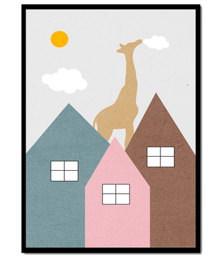 Giraffe Among Colorful Houses Under the Sun - Mi tienda