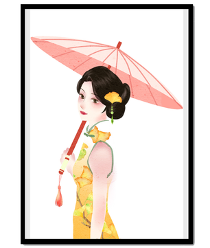 Japanese Geisha Wall Art | Oriental Minimalist Poster | Traditional Asian Decor Print - Mi tienda