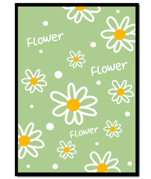 Estampado floral con margaritas sobre fondo verde
