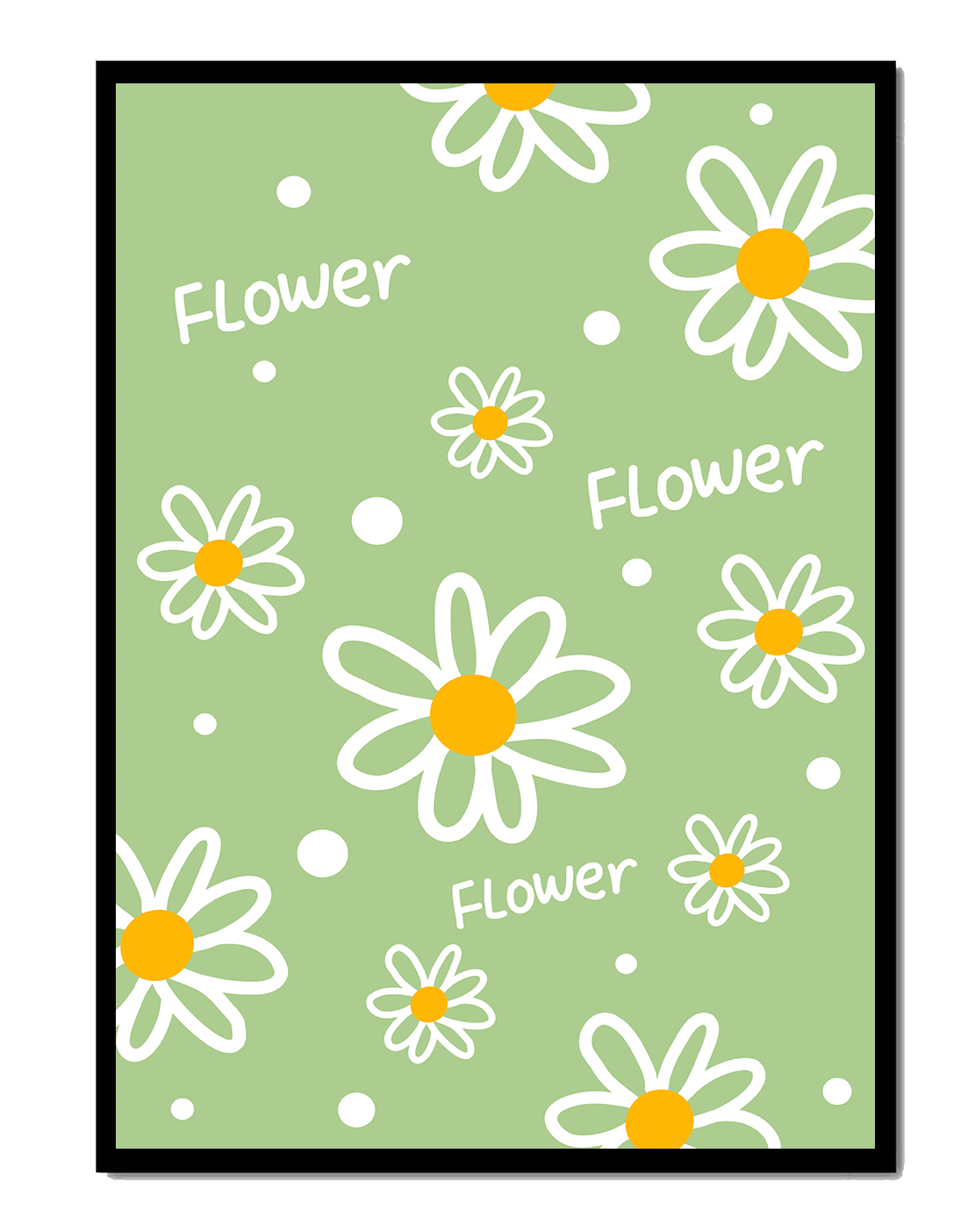 Floral pattern with daisies on a green background