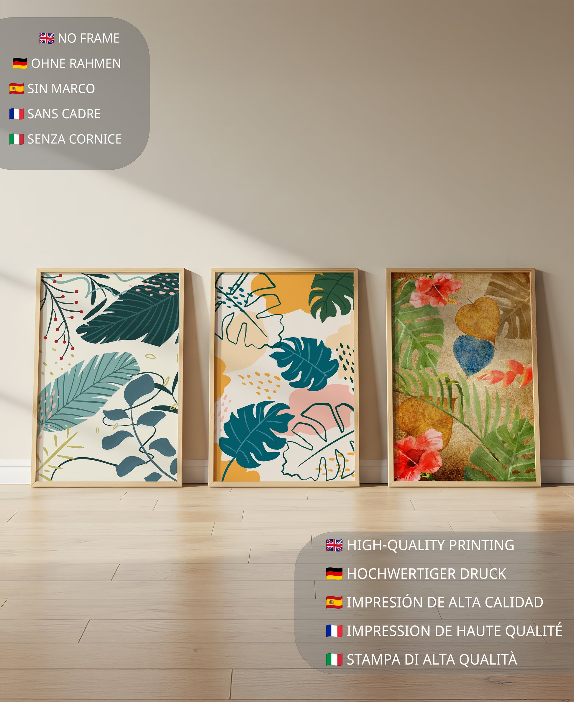 Mur avec ensembles d’art botanique moderne