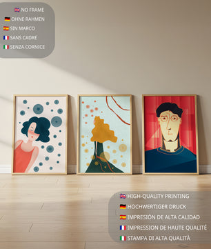 Triptyque d'art moderne avec impressions originales colorées