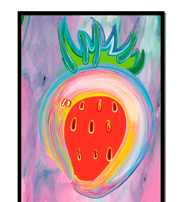 Colorful abstract strawberry with vibrant brush strokes
