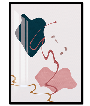 Abstract Minimalist Art with Curved Lines and Golden Accents