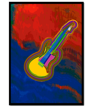Vibrant abstract guitar illustration with bold colors