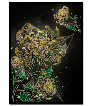 Elegantes Chrysanthemen-Design mit goldenen Akzenten