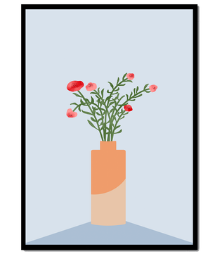 Minimalist Vase with Red Flowers on Light Background - Mi tienda