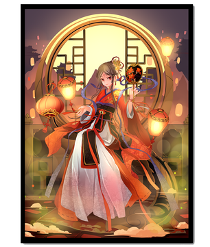 Elegant Asian-inspired fantasy artwork with lanterns