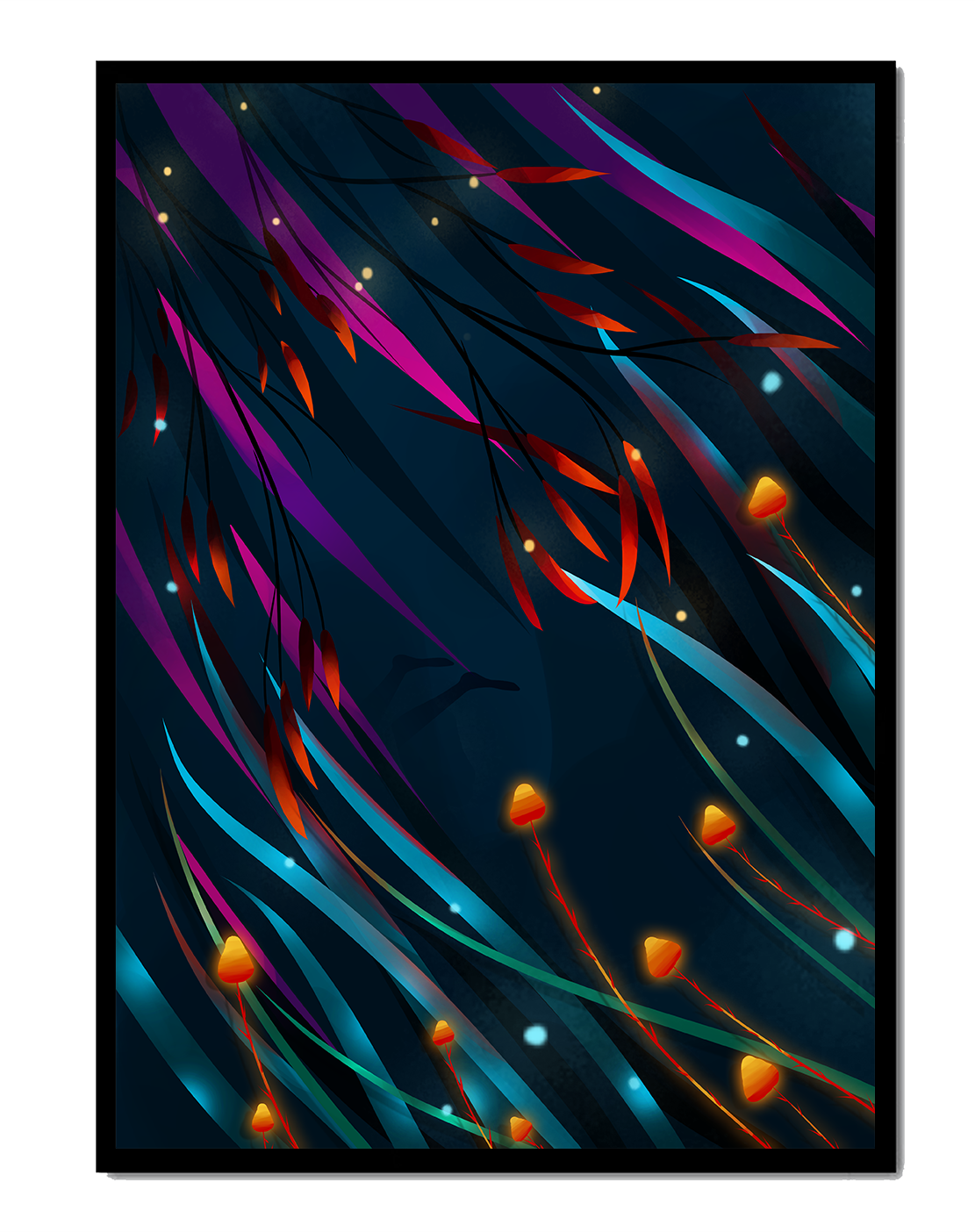 Abstract Underwater Fantasy with Glowing Elements and Vivid Colors