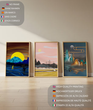 Tríptico de Paisajes Contemporáneos en Colores Vibrantes