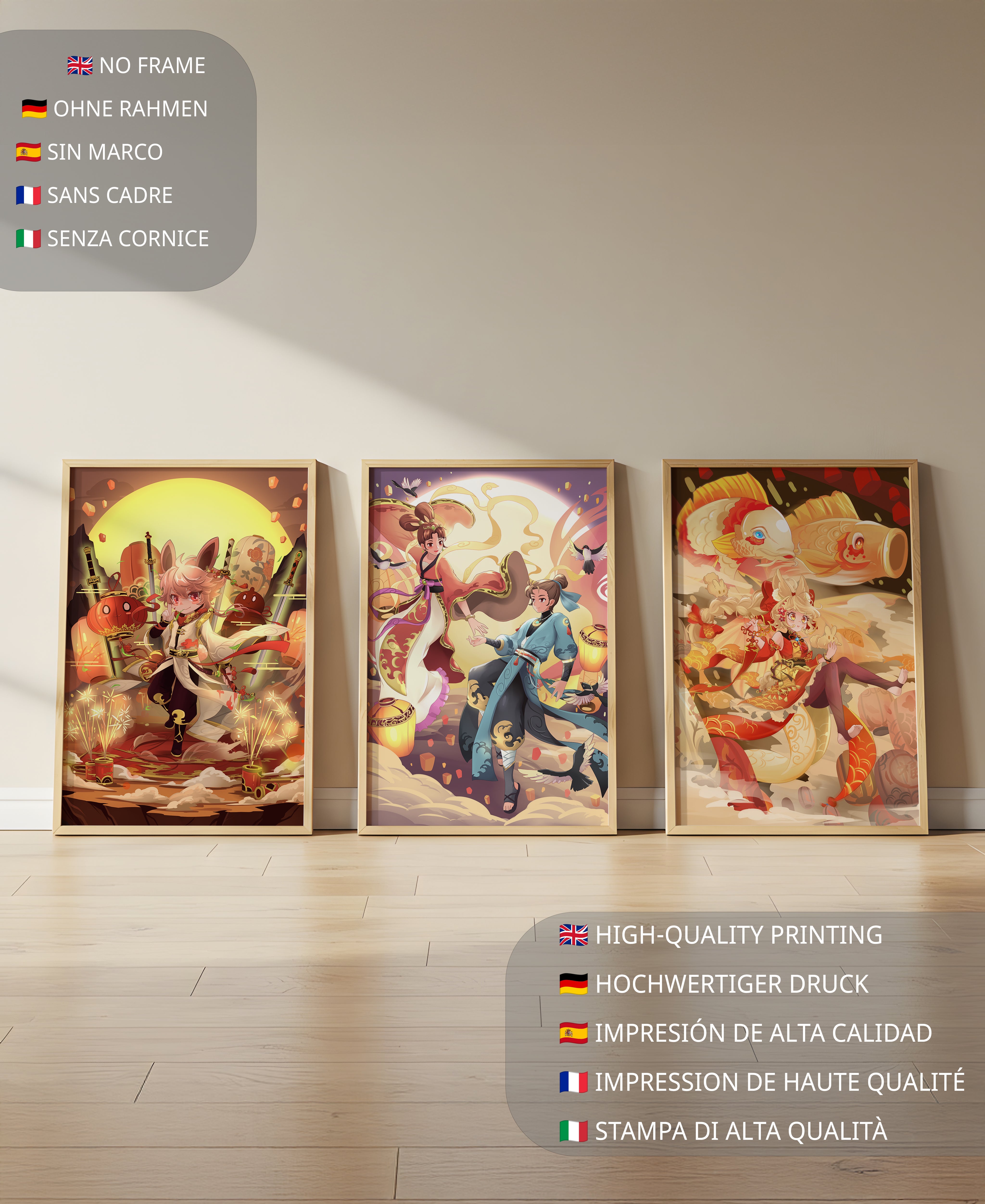 Tríptico De Arte Fantástico Con Personajes Imaginarios