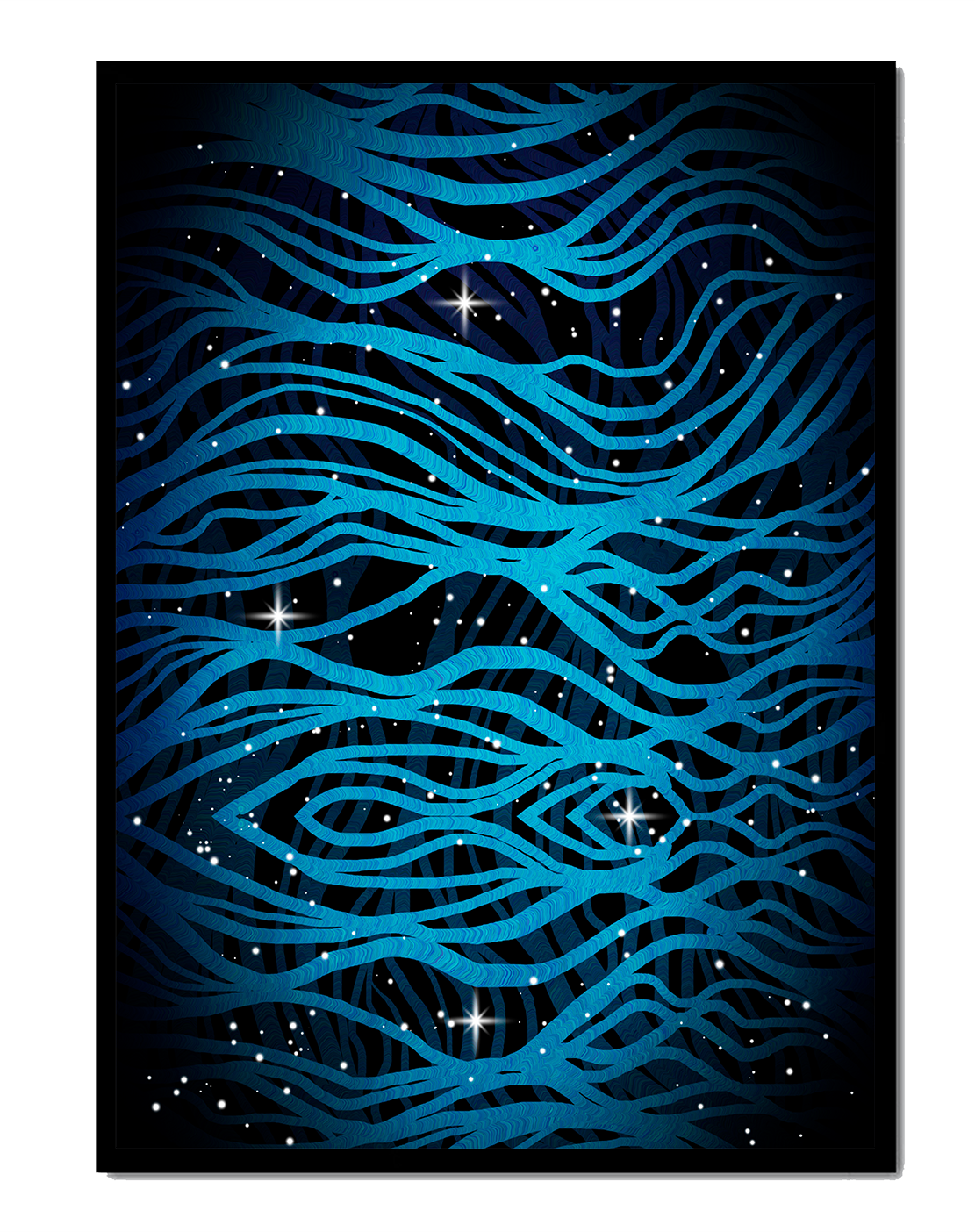 Abstract blue wave lines with starry night background