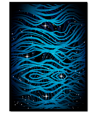 Abstract blue wave lines with starry night background