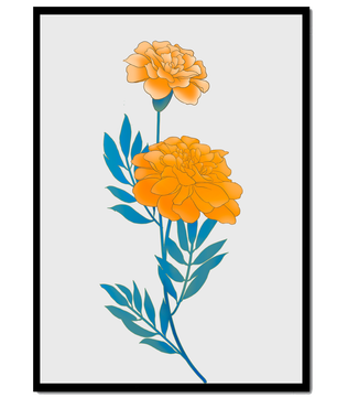 Elegante Illustration lebendiger Ringelblumen auf grünem Hintergrund