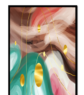 Abstract colorful swirl design with golden circles