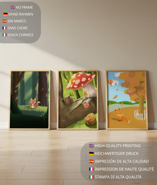 Tableaux d'animaux de la forêt en illustrations artistiques