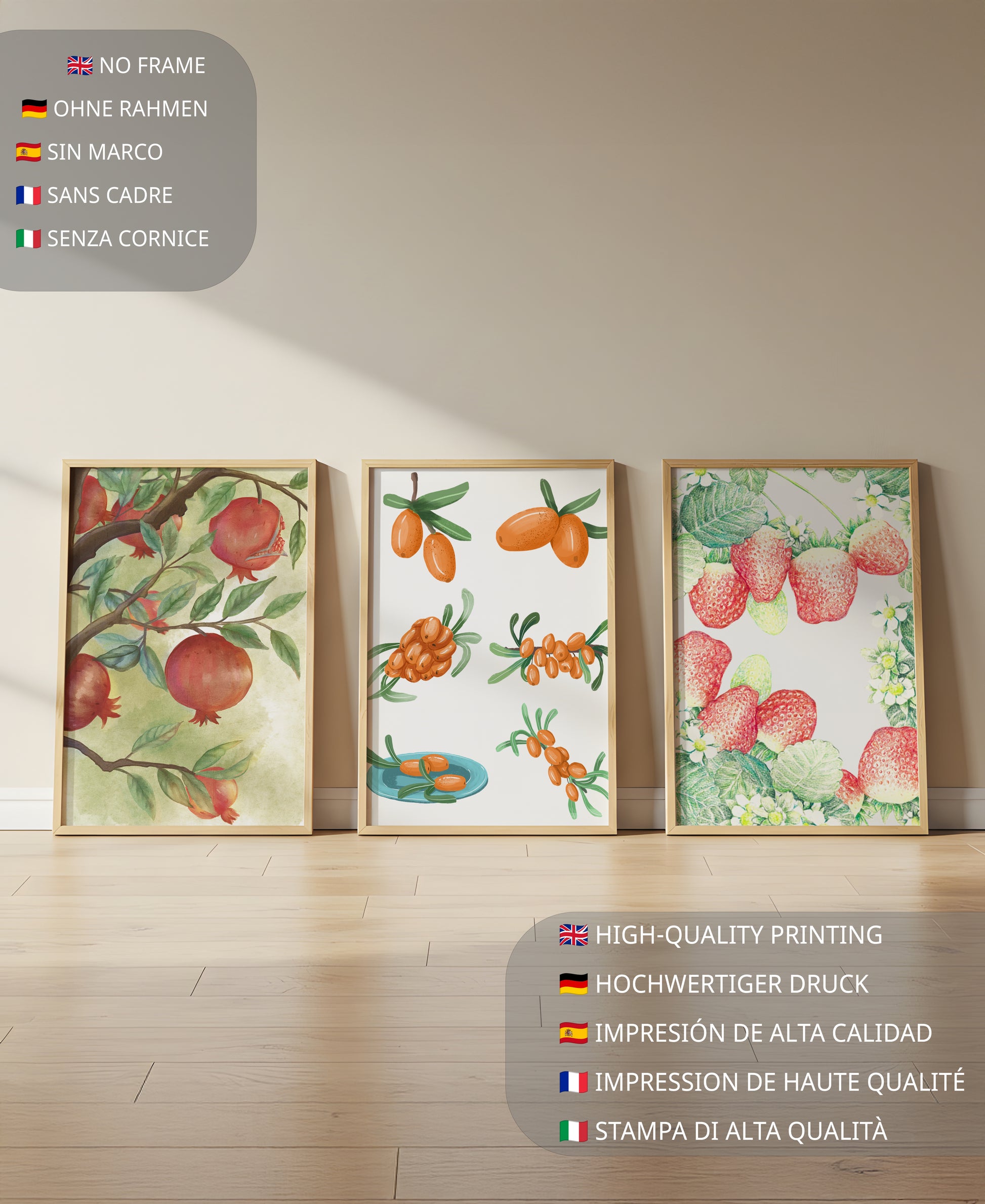 Arte Botánico: Frutas en Impresiones de Alta Calidad