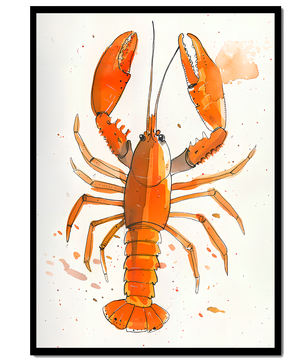 Illustrated Lobster Artwork With Splash of Colors - Mi tienda