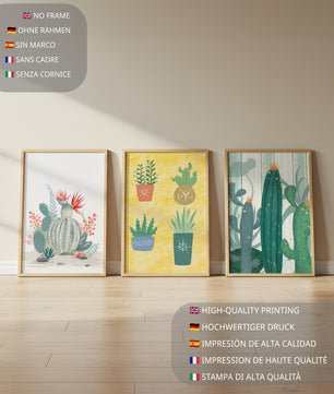 Conjunto De Impresiones De Cactus Sin Marco En Interior