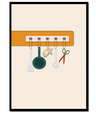 Kitchen Utensils Hanging on a Wall with Heart Hooks - Mi tienda