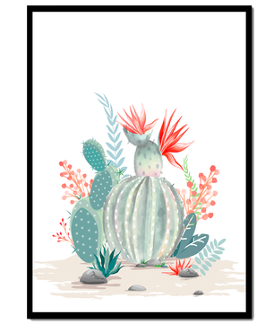 Colorful Cactus Arrangement With Red Blooms And Desert Plants - Mi tienda