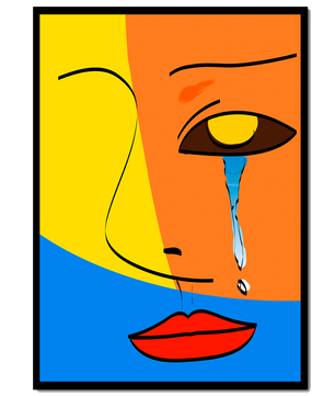 Colorido arte de rostro abstracto con lágrima en estilo moderno