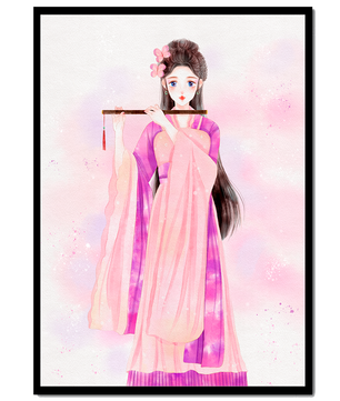 Illustration élégante à l’aquarelle d’une femme traditionnelle en tenue rose