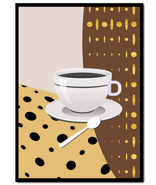 Contemporary Coffee Art with Geometric Patterns and Gold Accents - Mi tienda