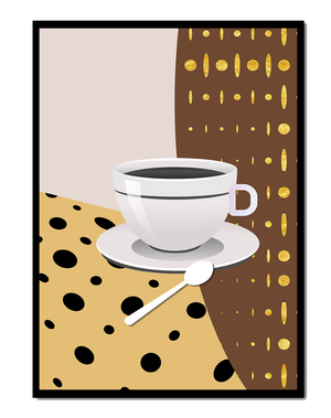 Contemporary Coffee Art with Geometric Patterns and Gold Accents - Mi tienda