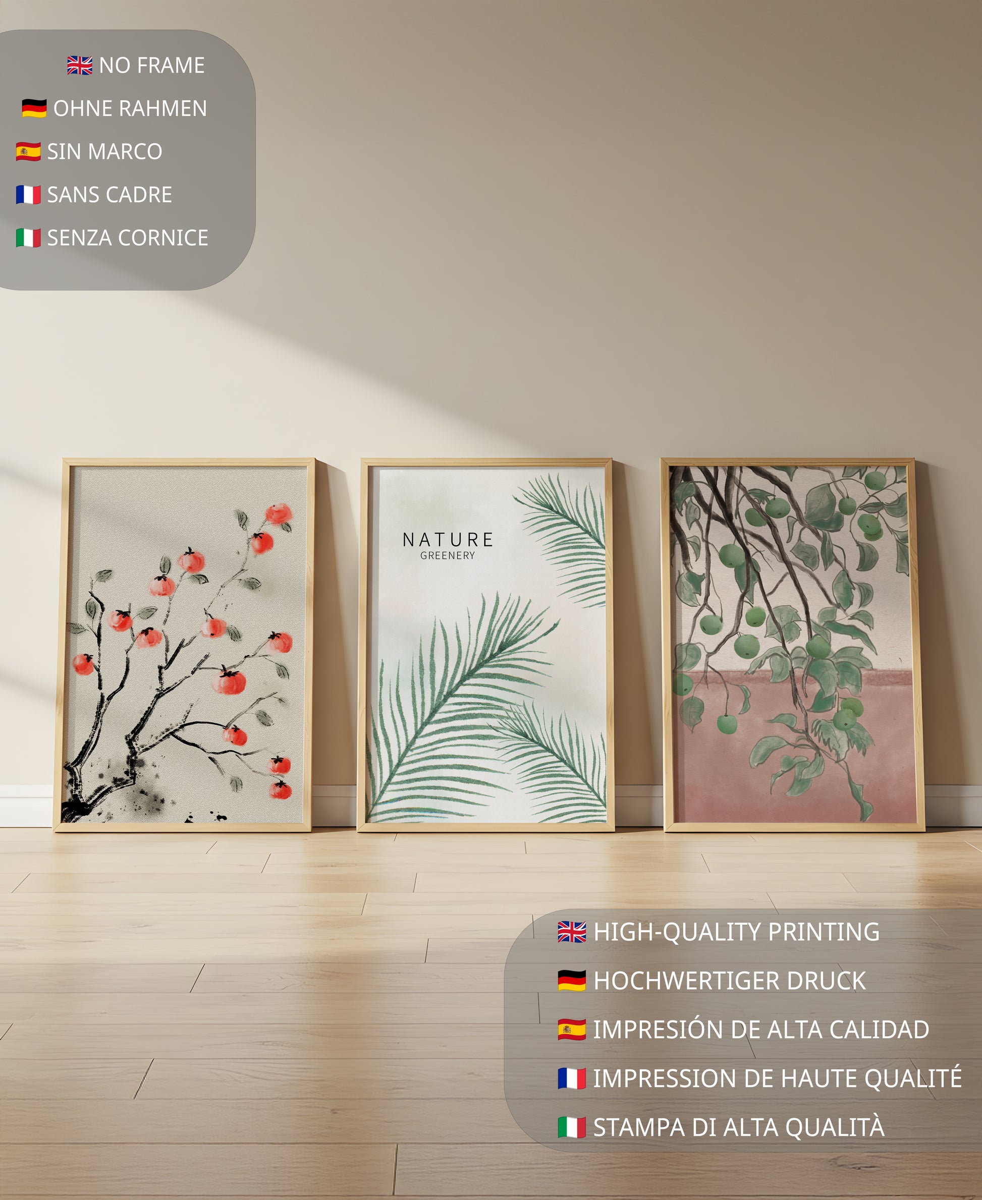 Conjunto De Impresiones Con Diseño Botánico Sin Marco