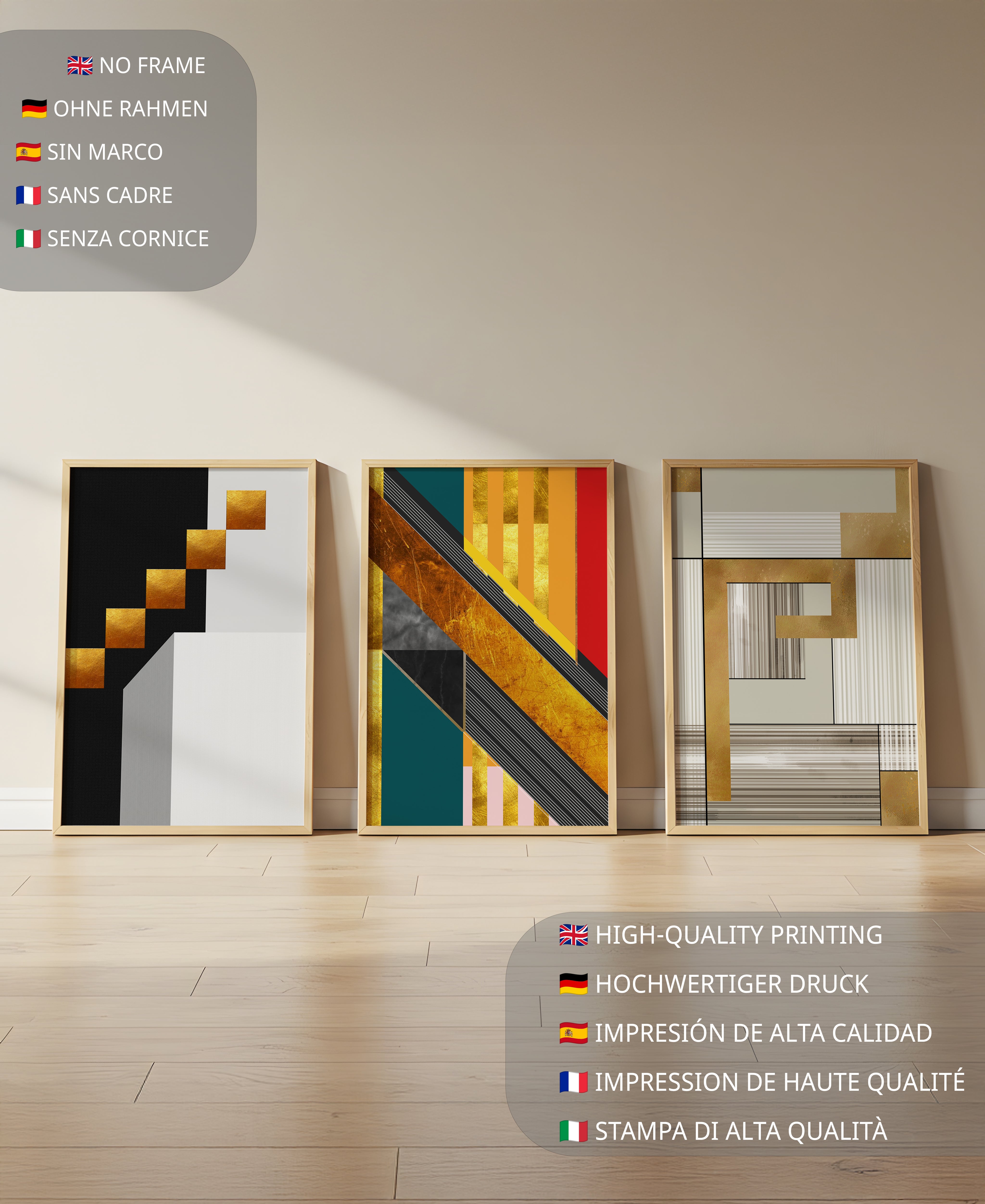 Arte Abstracto Moderno con Detalles Dorados