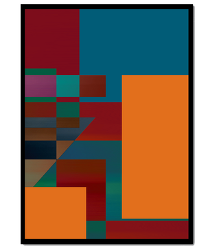 Diseño abstracto geométrico colorido con bloques y tonos audaces