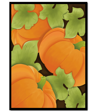 Colorful Pumpkin Pattern With Green Leaves