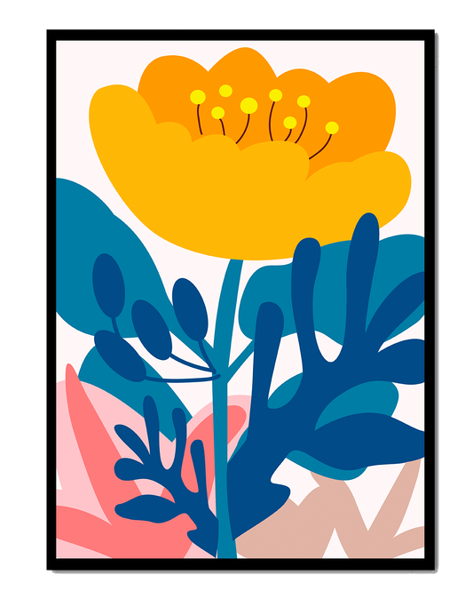 Colorful abstract floral illustration with modern botanical design
