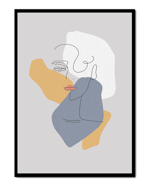 Abstract Line Art Portrait with Neutral Shapes - Mi tienda