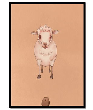 Illustration of an adorable sheep on a textured background