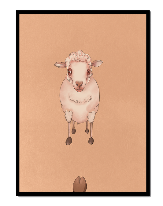 Illustration of an adorable sheep on a textured background