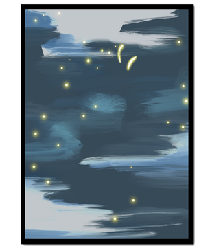 Ciel nocturne abstrait avec lucioles lumineuses