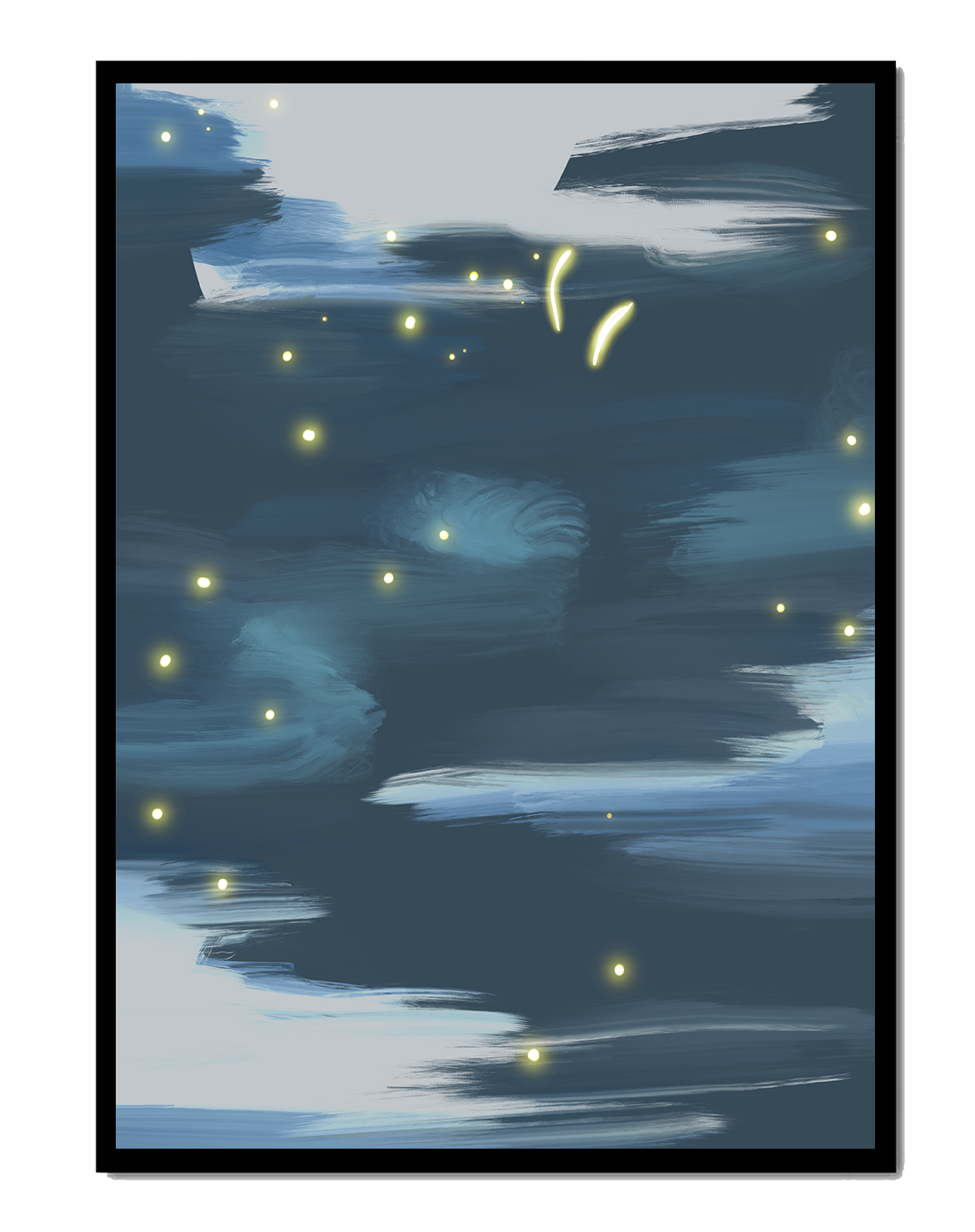 Ciel nocturne abstrait avec lucioles lumineuses