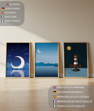 Ensemble de toiles Nuit étoilée et Phare