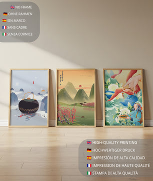Art moderne avec paysages naturels et détails colorés