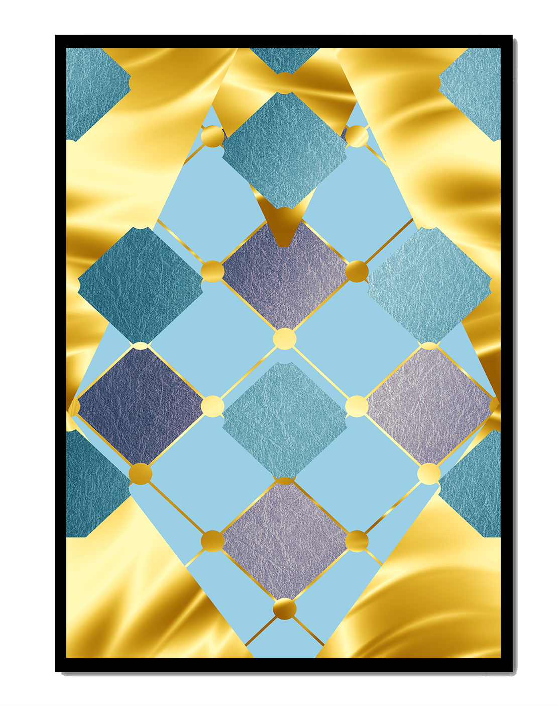 Geometric Pattern with Gold and Blue Elements