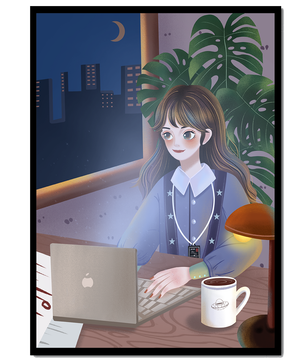 Cozy Evening Work from Home Setting with Laptop and Coffee