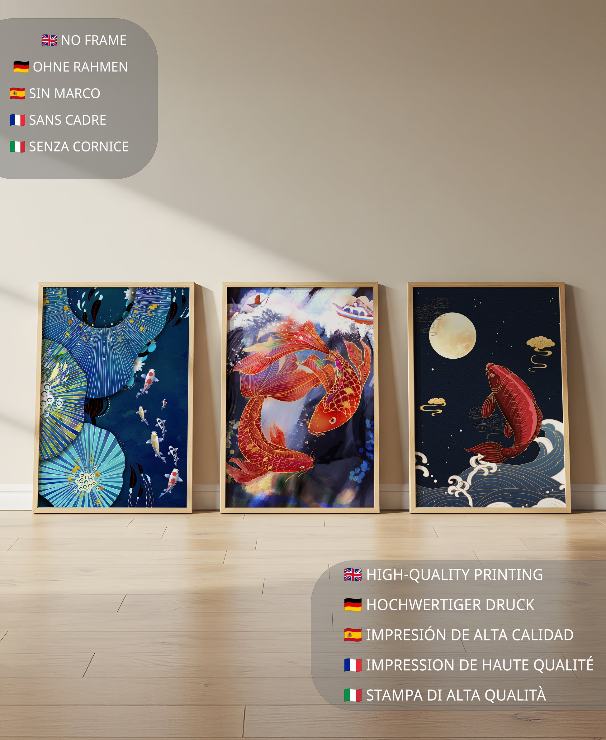 Koi-Fisch-Poster im Orientalischen Stil