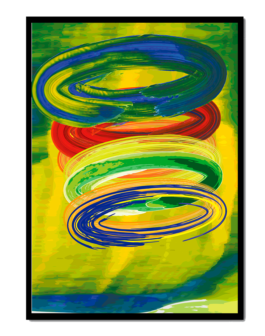 Motifs tourbillonnants abstraits colorés sur fond vibrant