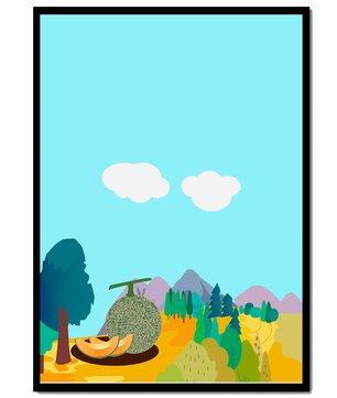 Serene landscape with melon and countryside view